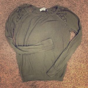 SM Green Loft Sweater with lace detail